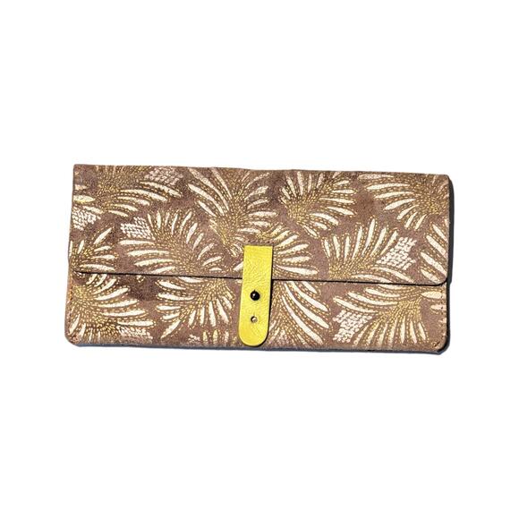 Anthropologie Mattie Suede Pencil Pouch Leather Wallet Clutch Purse Taupe Tan - Picture 1 of 4